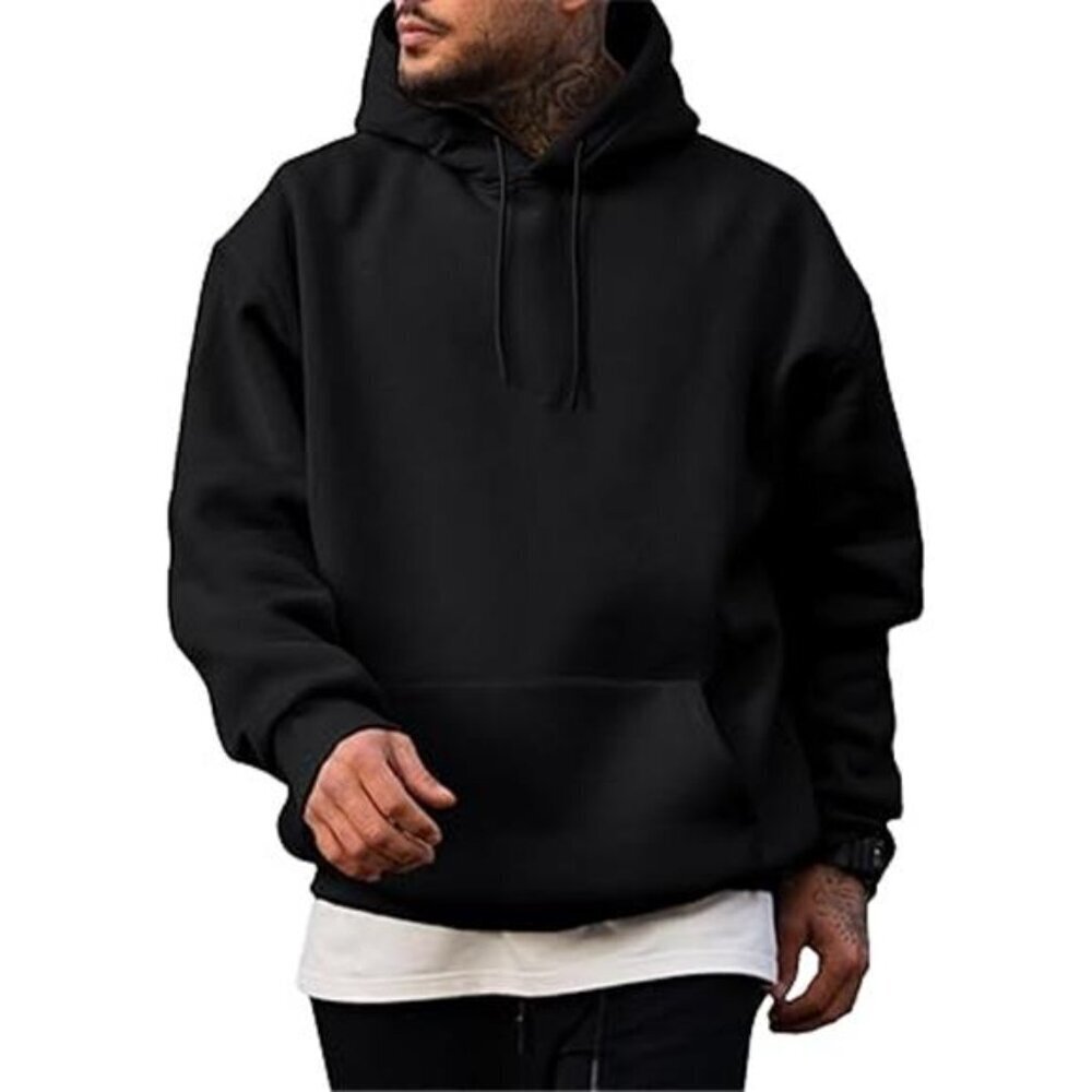 Mens Casual Cotton Hooded Collar Drawstring Hoodies Pullover Sweatshirts - Picture 7 of 7